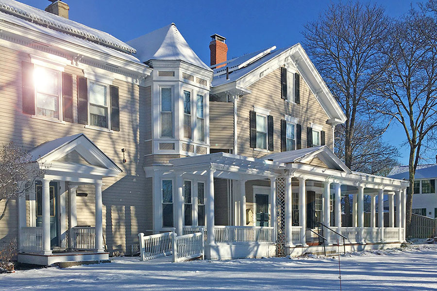 Snowy Inn with Flash