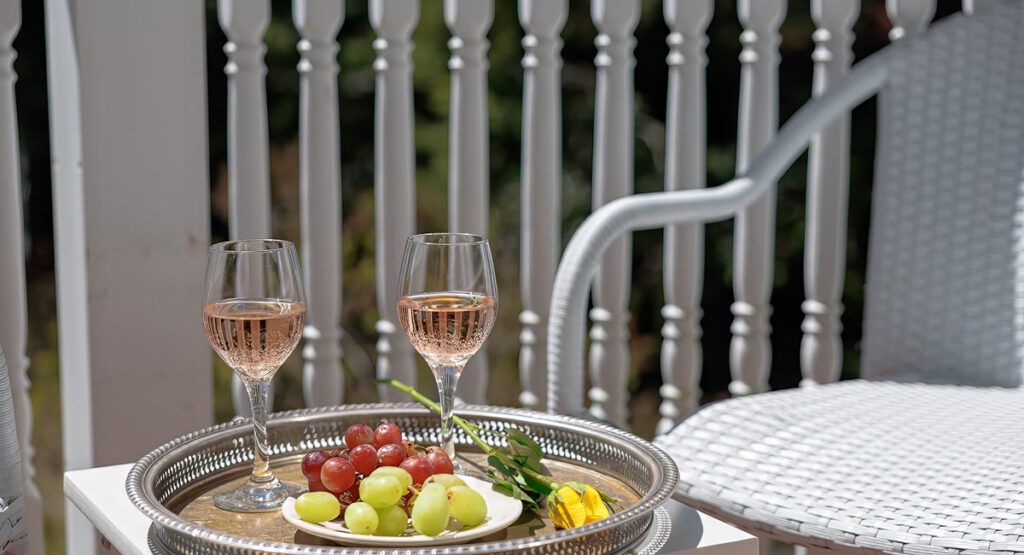 Atlantic porch with wine