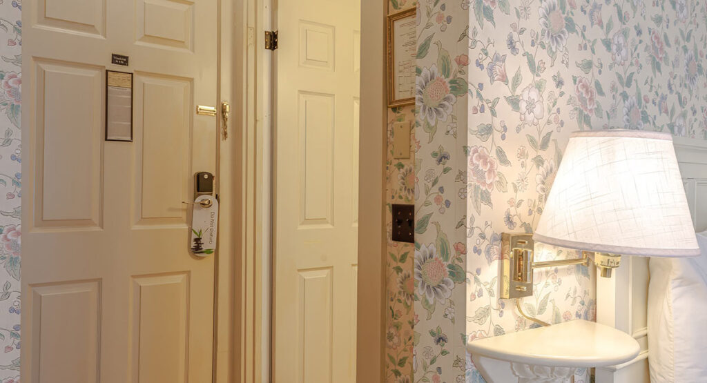 The Del Isle Room bathroom door