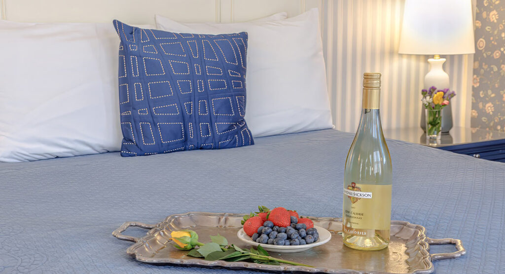 Louisburg wine on bed